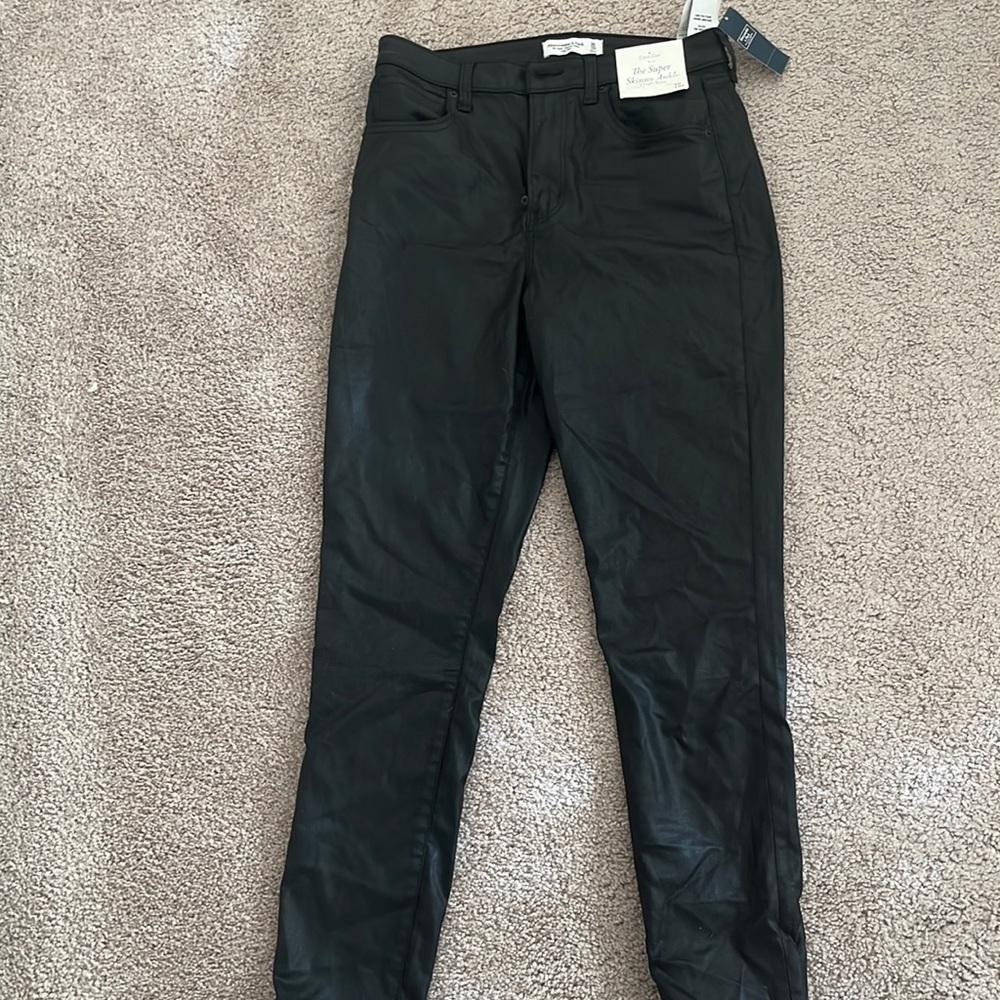 NWT Black Shine (leather look) Abercrombie Jeans